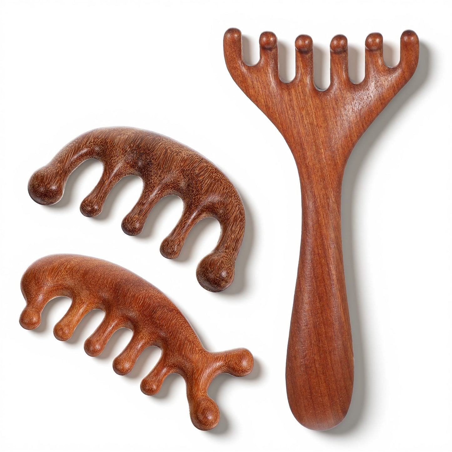 Wooden Head Scalp Massager Comb, 3 Pcs Set for Relaxation, Stress Relief, Scalp Care, Hair Gua Sha Tool