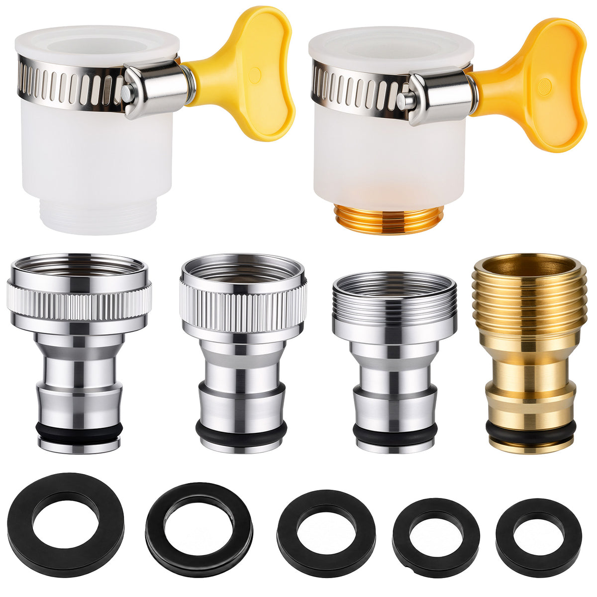 6Pcs Faucet Tap Quick Connector Kit, Faucet Connector Adapter with Clamp