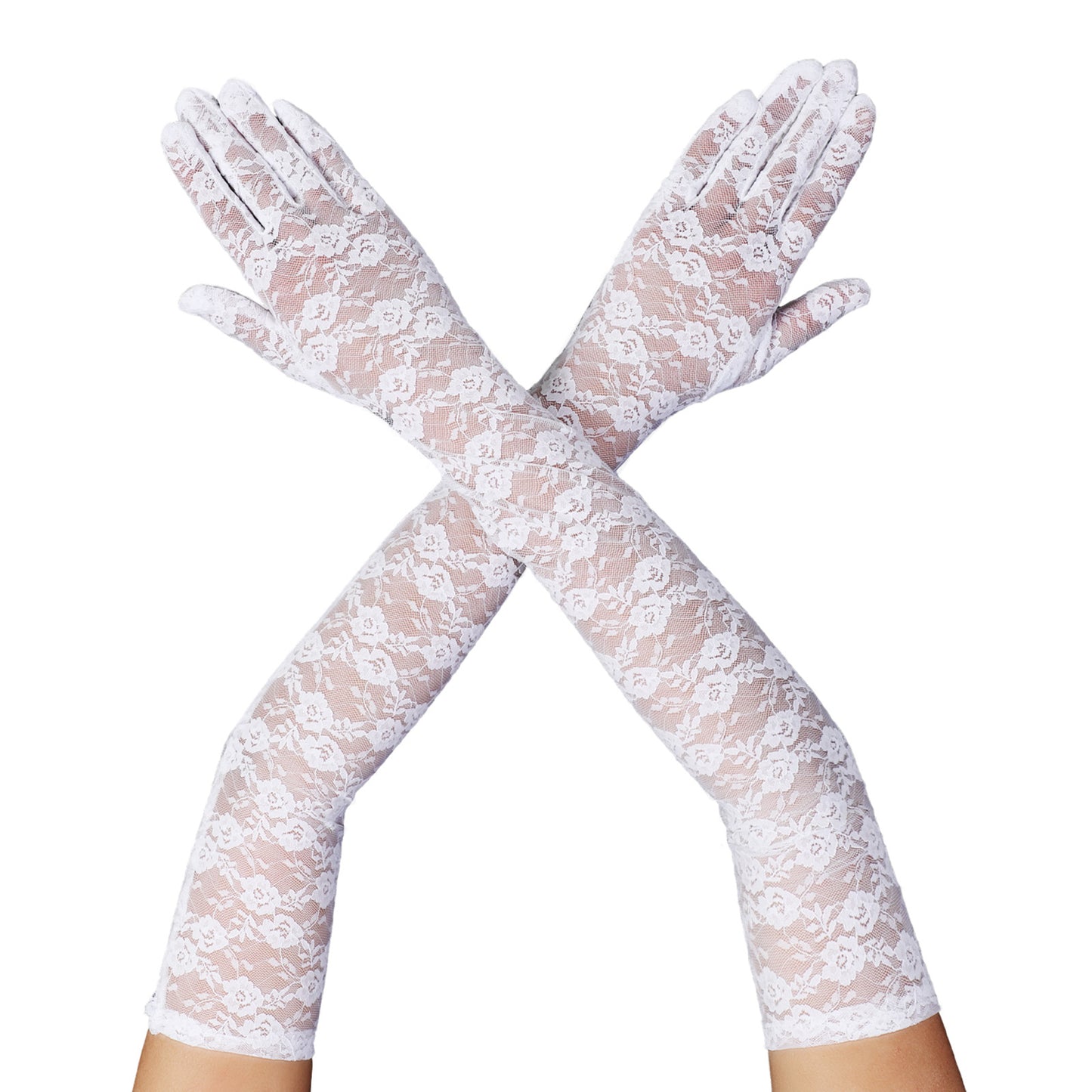 Yolev lace gloves women(White)