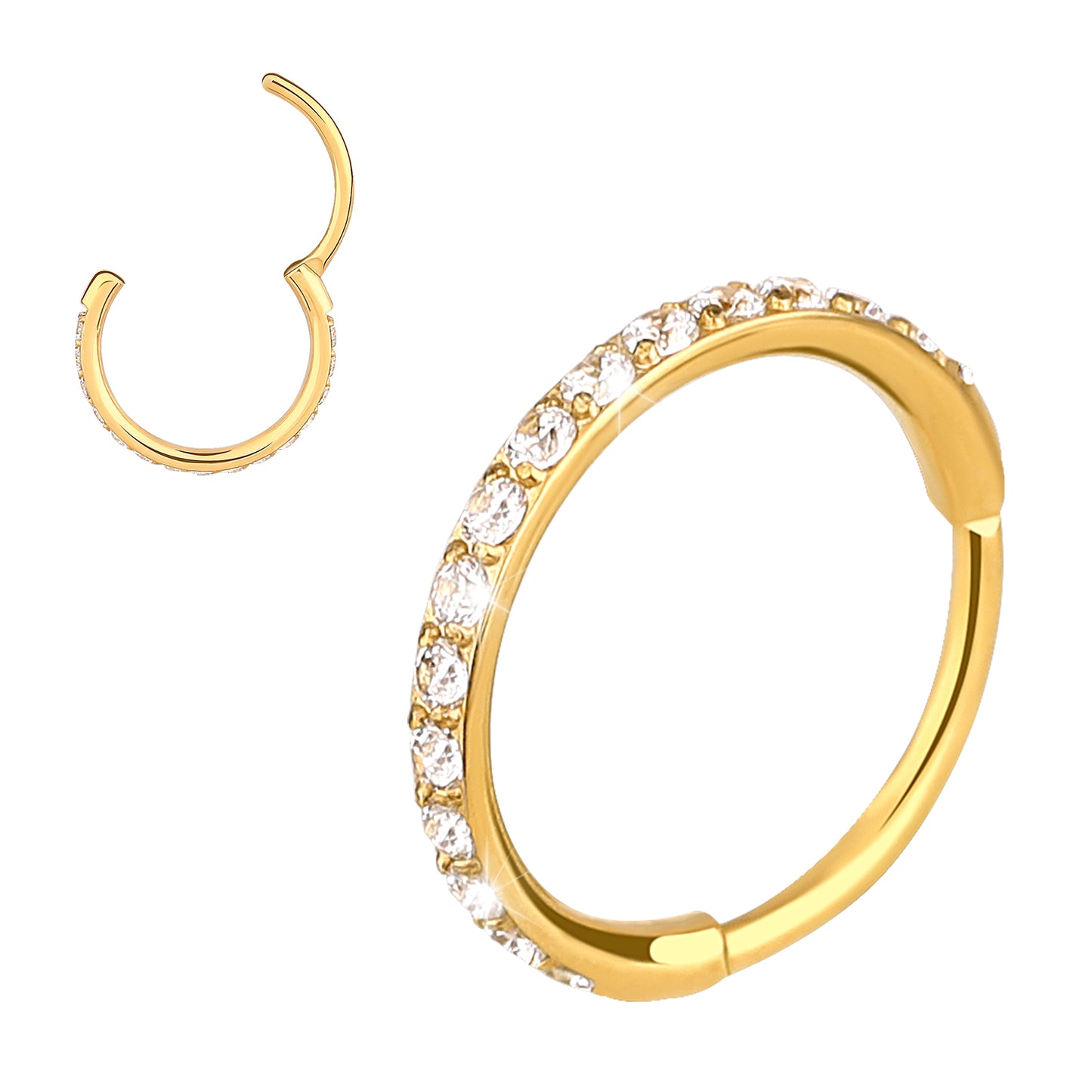 Lusofie 18K Nose Ring Hoop with Zirconia Hinged Nose Rings Surgical Steel Nose Piercings Septum Rings Fake Nose Ring Hoop Nose Rings for Women Man Girls