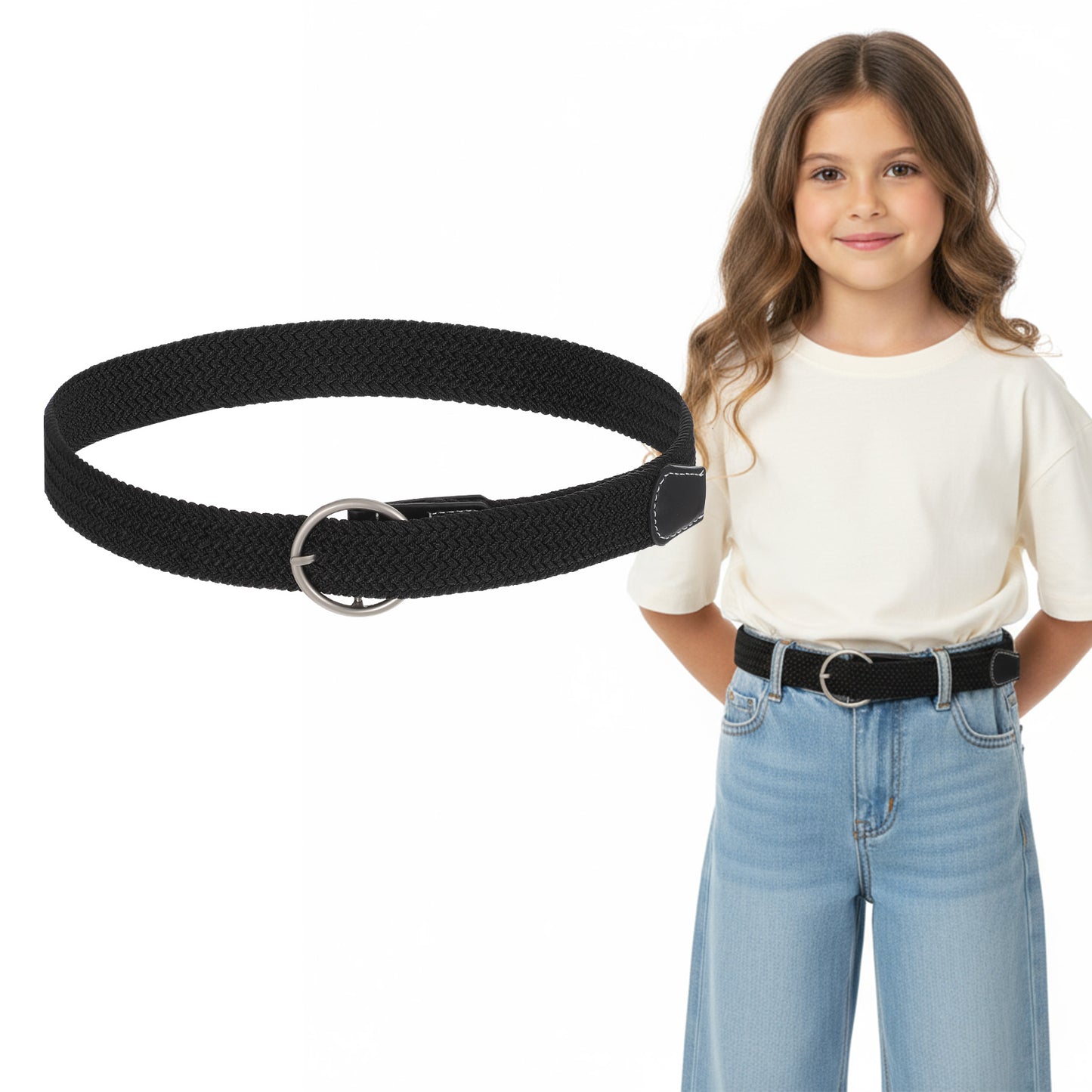 Josojoou Stretch Braided Belt, Punch-free Elastic Woven Belt, Adjustable Fabric Golf Belts, Suitable for Jeans, Trousers, Skirts, Shirts