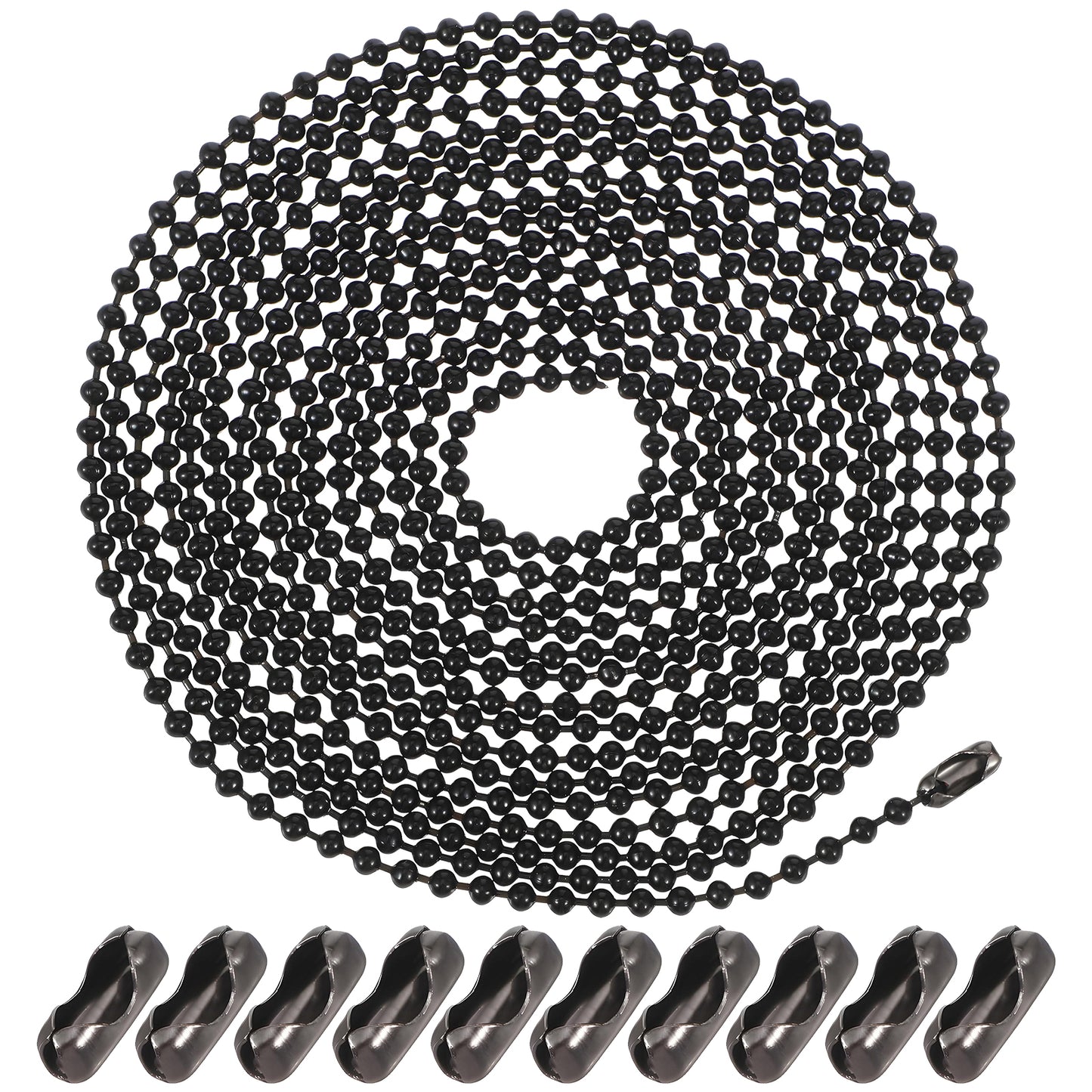 HekouJiub 2 Roots Black Ceiling Fan Pull Chain 118" Beaded Ball Light Pulls Extension Chains with 40Pcs Connectors Zinc Alloy Connectors Pull Chain Extension for Daily Home Creative DIY Production