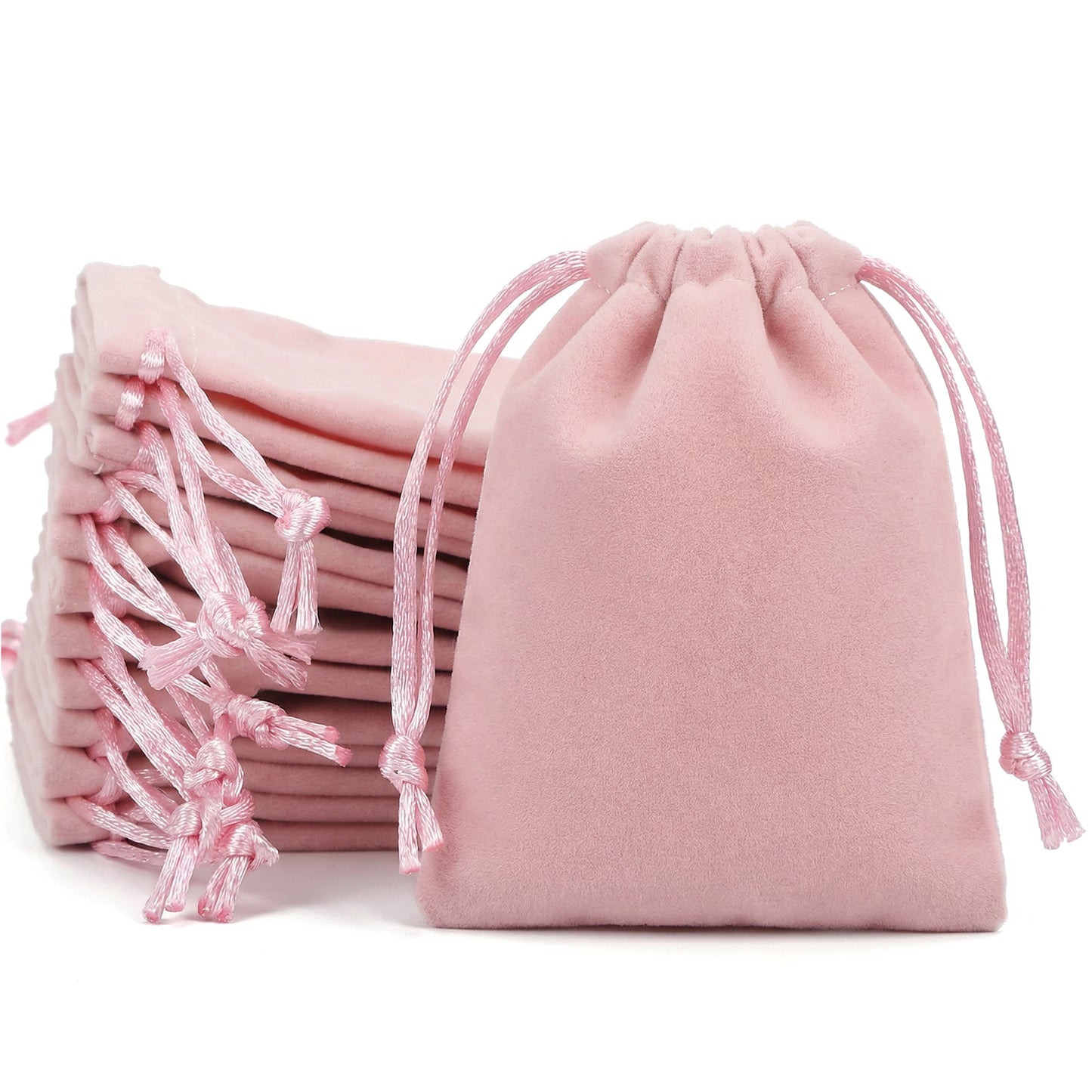 12pcs Velvet Pouches Small Drawstring Jewelry Pouches 10cmx7.5cm Pink Jewellery Bags With Drawstring Reusable Small Pouch Bag for Bracelet Storage And Packaging Wedding Gift Christmas Party Favors