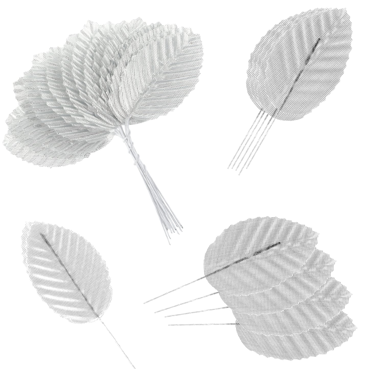 HekouJiub 200 Pcs Artificial Leaves Single Green Leaves for Decoration for Bouquets, Artificial Wreaths and Vine Decorations(Silver)