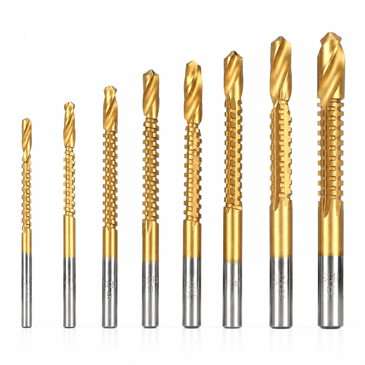 8 Pcs Titanium Drill Bit sSet, 3-10mm Titanium Coated HSS Twist Drill Bit
