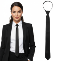 Tucnoeu Womens Tie Black Tie, Pre-tied Adjustable Neckties, Clip on Ties for Women, Uniforms, School, Cosplay, T-shirt Accessory