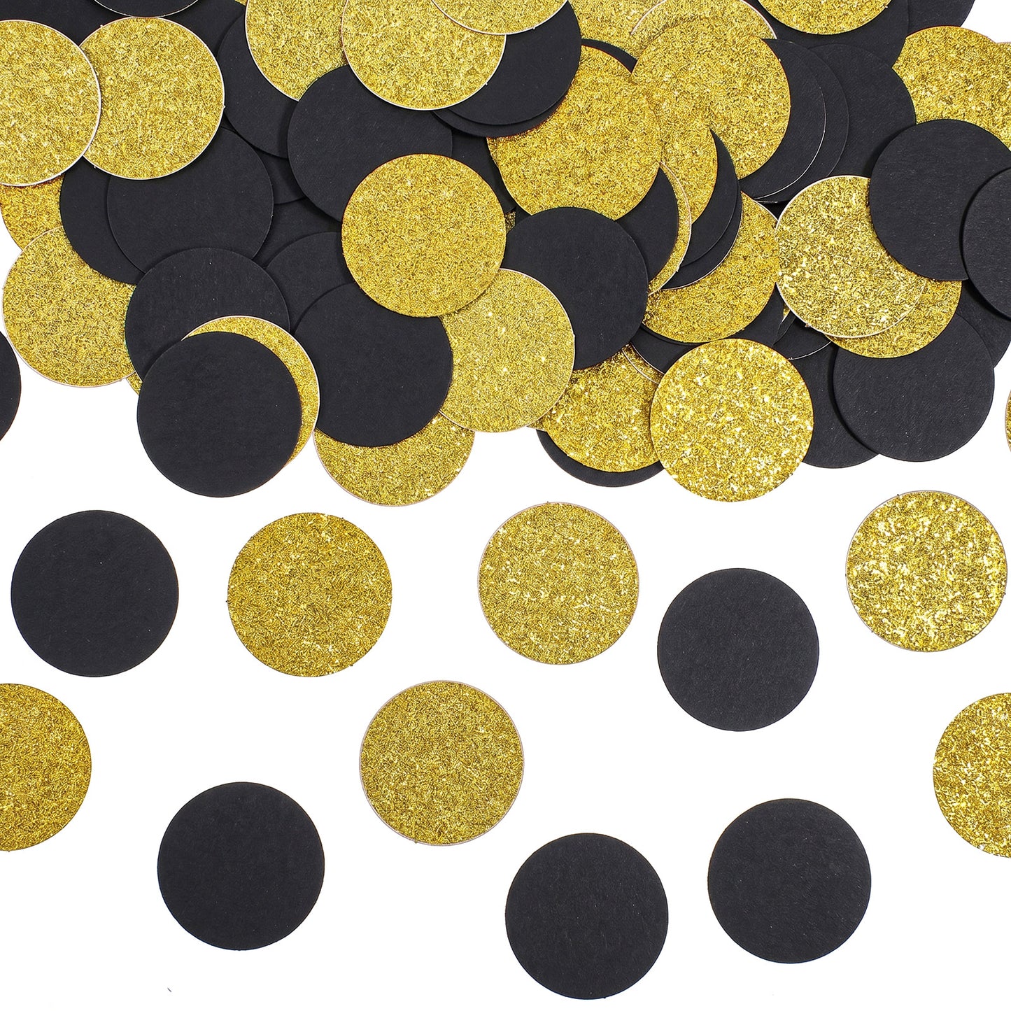 Confetti for Tables, 200Pcs Round Glitter Scatter Table Decoration, Confetti Craft for Wedding Bridal Baby Shower(Large (2.9 cm),Black and Gold,Large (2.9 cm))