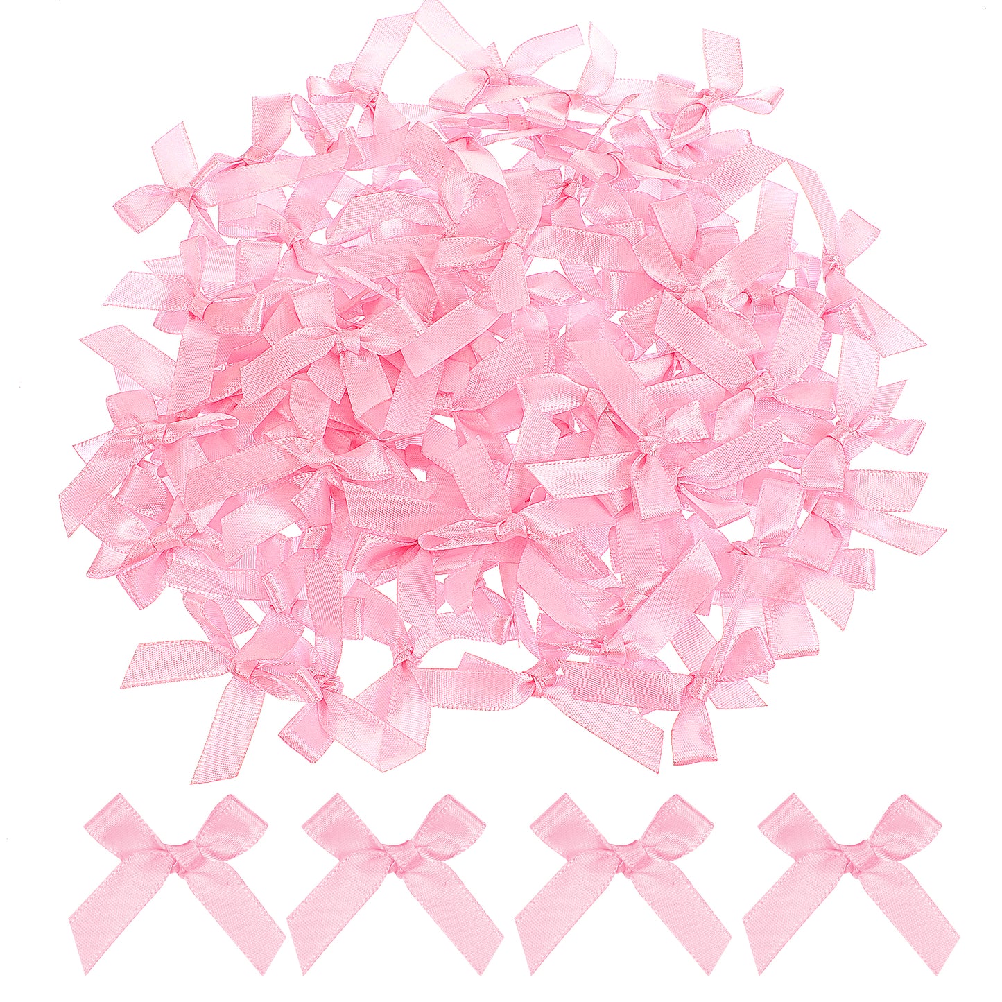 Pink Mini Bows Soft Ribbon Bows Cute Satin Fabric Bows for Mobile Phone Cases, Pets, Household Items, Birthday Party and Other Holiday Decorations(200Pcs)