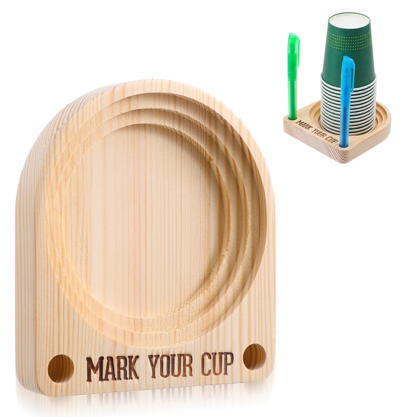 Cup Holder with Marker Slot Wooden Party Cup Holder Compact Solo Cups Organizer for Kitchen Countertop Picnic