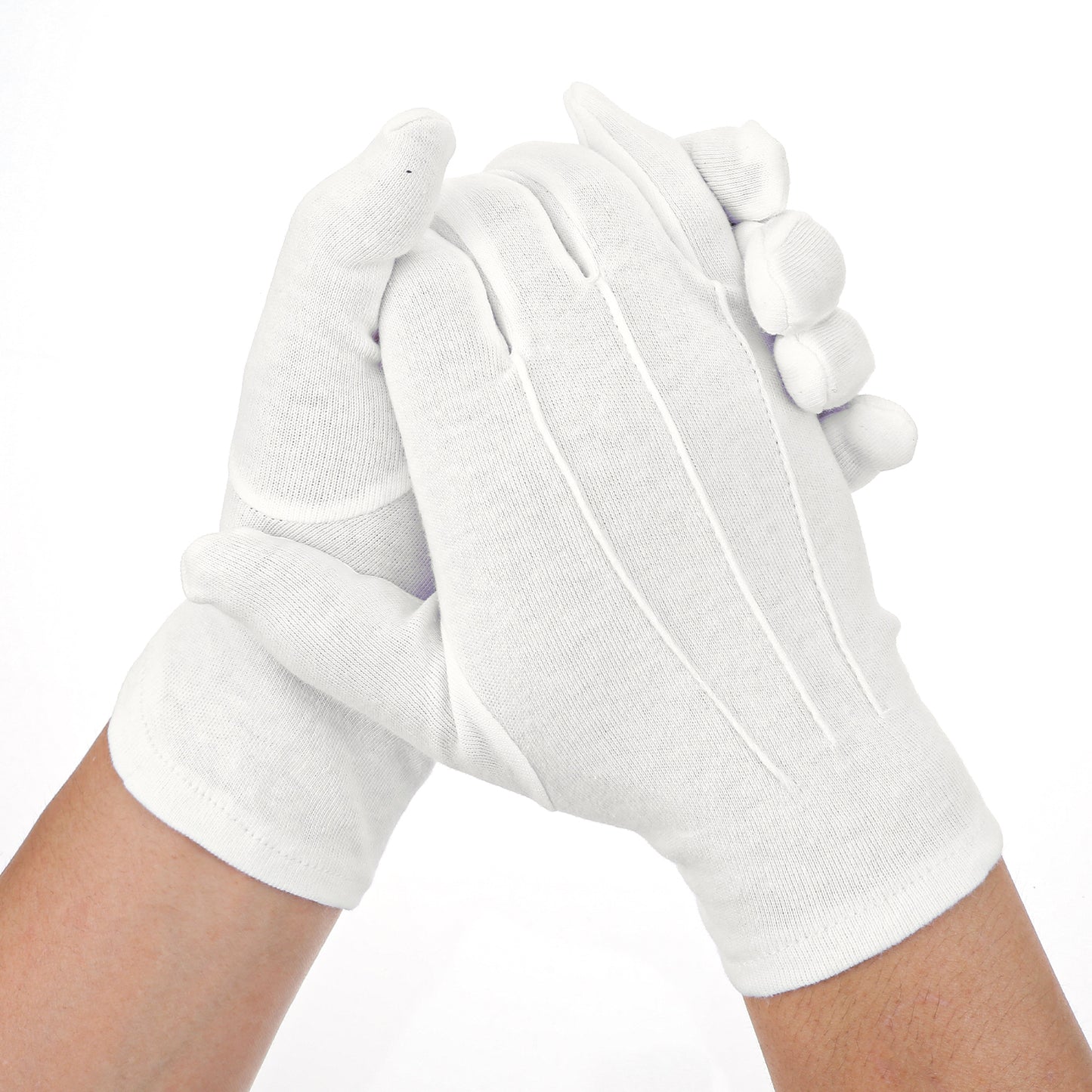 Neyauo White Cotton Gloves, Stitched White Gloves Men Comfortable & Breathable Jewelry Glove for Wedding Formal Dinner Costume Halloween Funeral Tuxedo Party