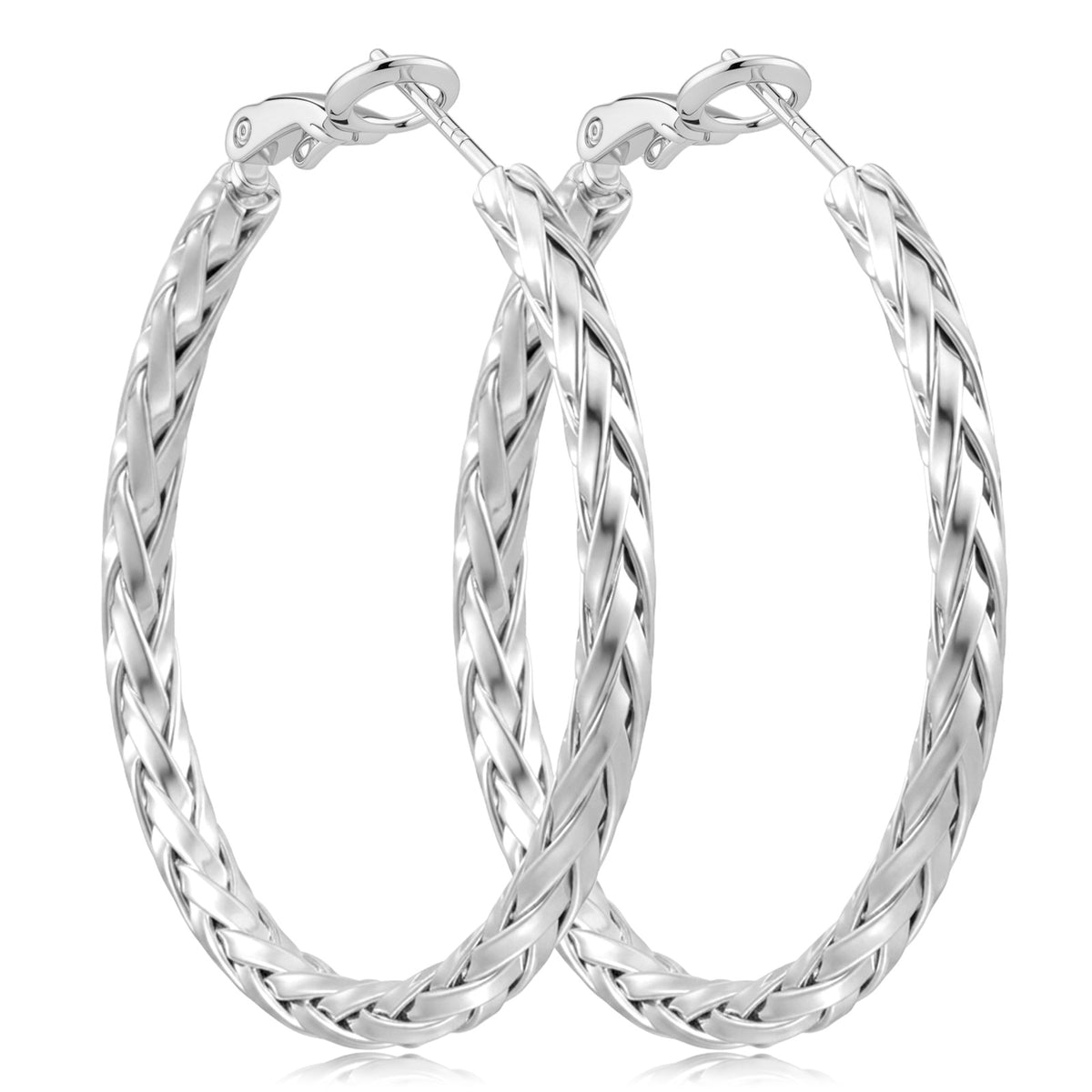 Hoop Earrings for Women, 1.57inch Lightweight Twisted Hoop Earrings