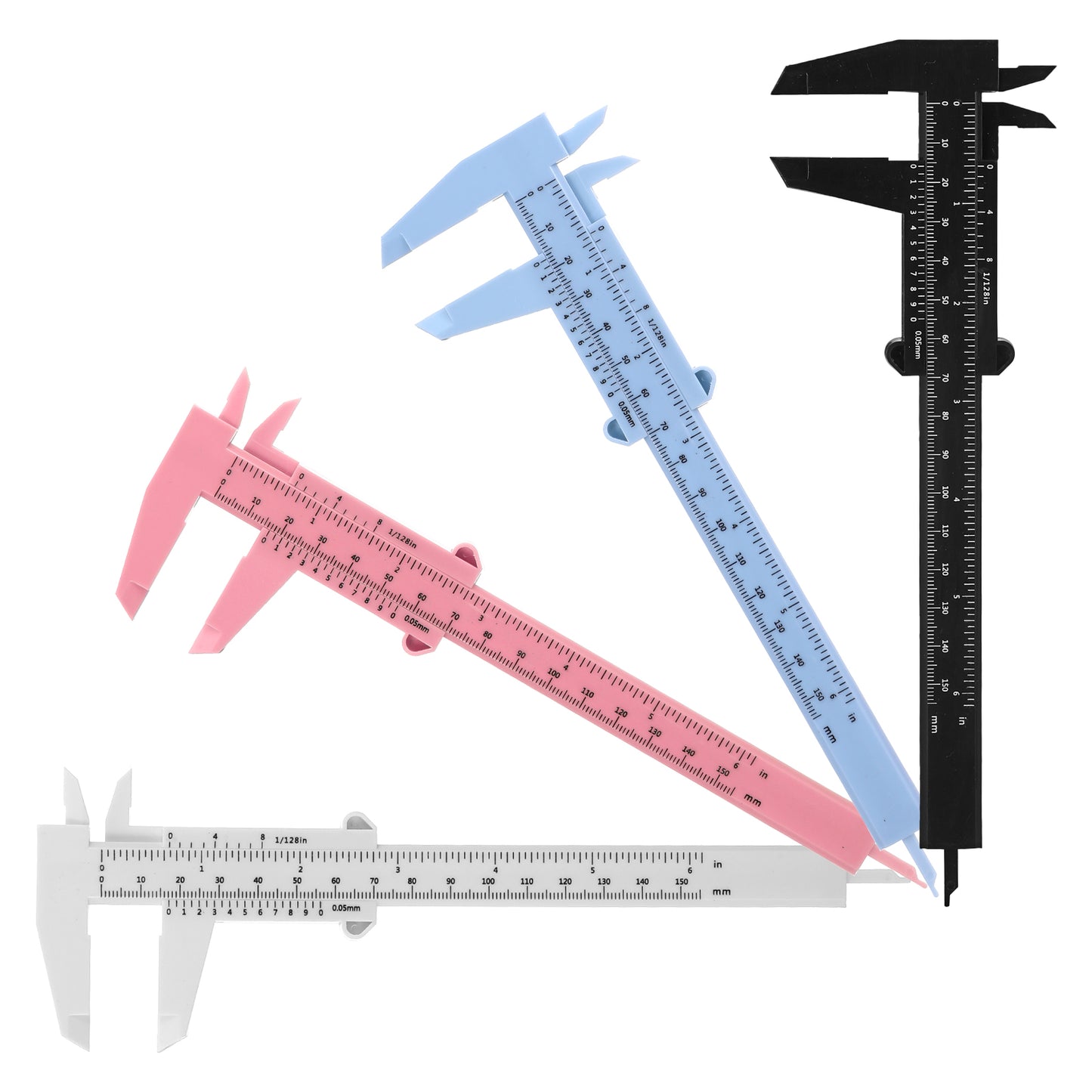 4 Pcs Double Scale Eyebrow Ruler, Eyebrow Measuring Tool, Mini Vernier Caliper, Brow Mapping Tool, Plastic Sliding Gauge Ruler for Micro Blading Eyebrows Brow Artists (Multicolor)