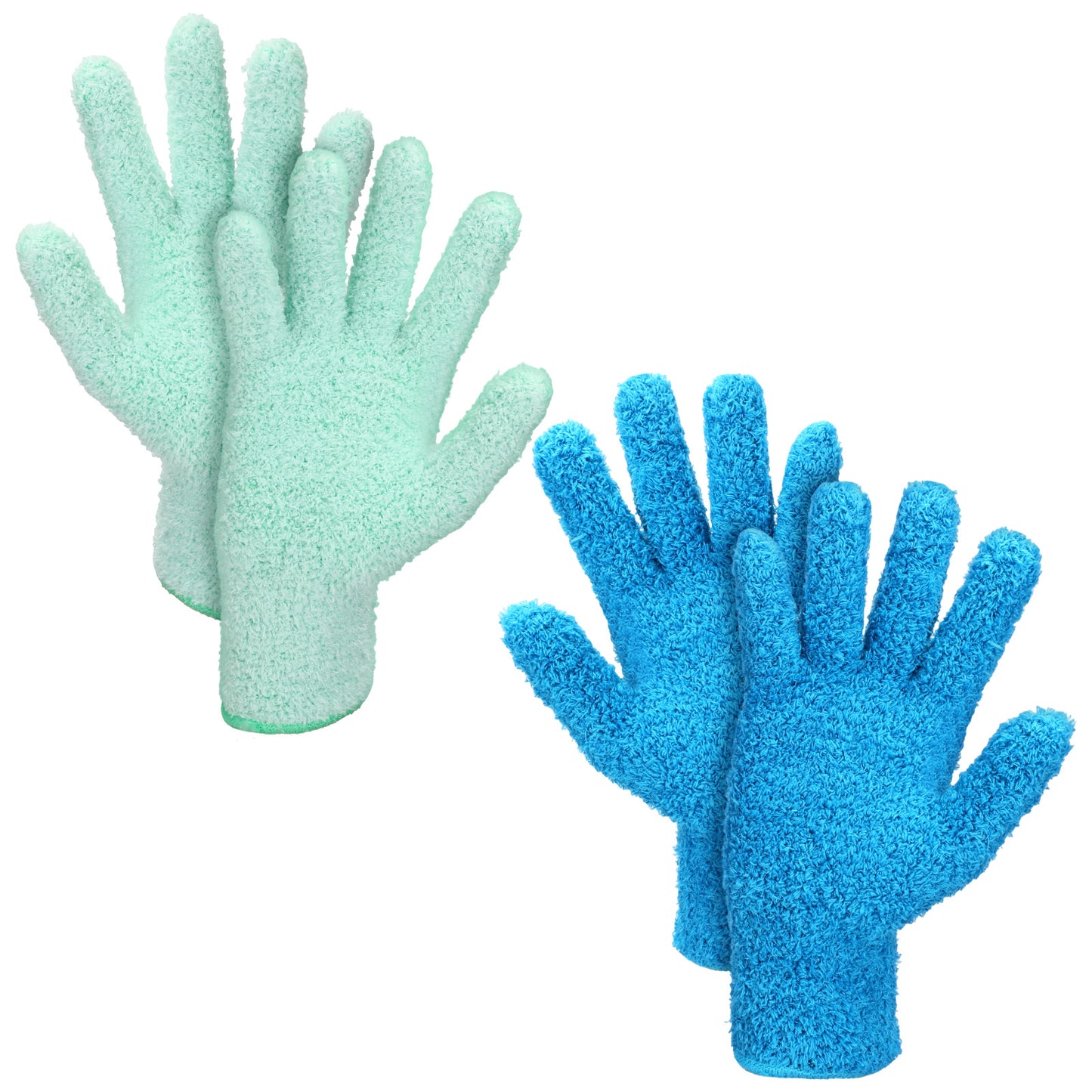 Telooco 2 Pairs Microfiber Gloves for Plant Dusting Reusable Washable Plant Cleaning Gloves House Dusting Glove for Plants House Cleaning Car Blinds Lamps (Blue, Green)