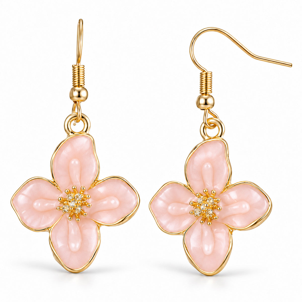 Yolev Enamel Cherry Blossom Flower Earrings Elegant Floral Earrings