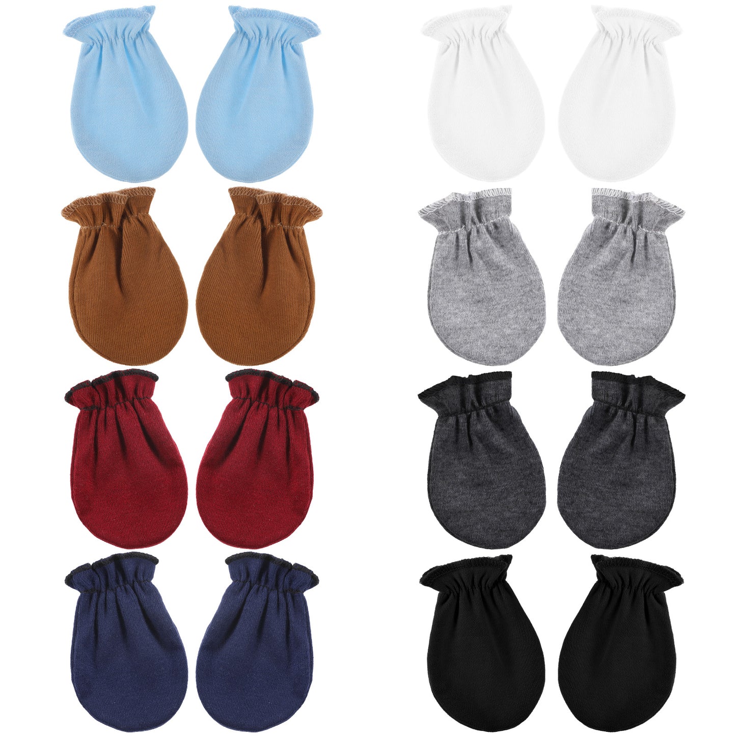 Yolev 8 Pairs Newborn Mittens No Scratch Cotton Baby Hand Mittens Elastic Wrist Baby Gloves Soft Breathable Newborn Gloves for Baby 0-6 months