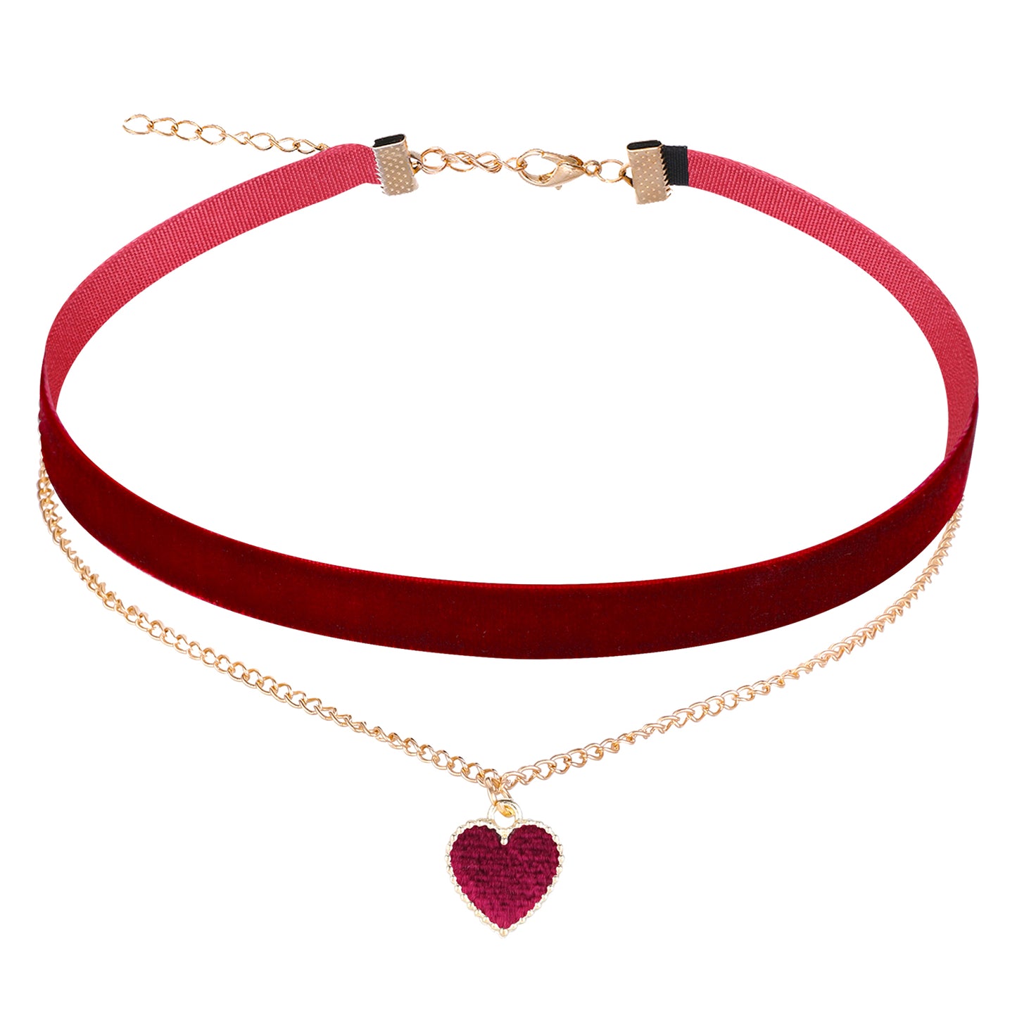 HekouJiub Red Heart Choker Necklace for Women Black Velvet Choker Adjustable Gothic Necklace Classic Vintage Heart Choker Necklace 90s Ribbon Choker Collar for Women Girls Halloween Cosplay Party