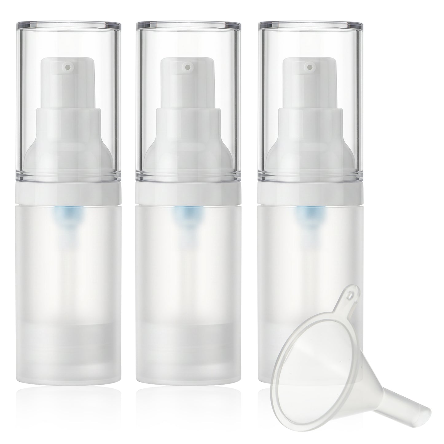 20ml Airless Pump Bottles 3 Pack with Funnel, Matte White Travel Size Lotion Bottles for Serum, Cream, Moisturizer
