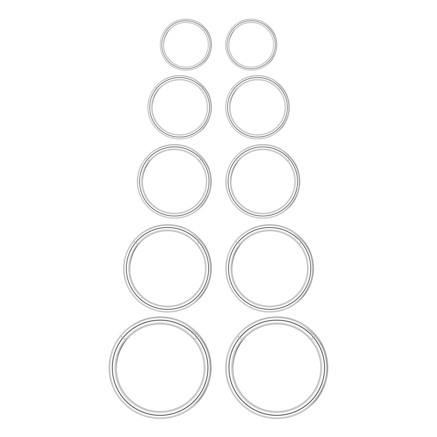 10 Pcs Surgical Steel Nose Rings Conch Hoops Septum Piercing Segment Ring Body Conch Piercing Jewellery Nose Hoop Lip Rings Cartilage Helix Earrings for Women Men 6-14mm