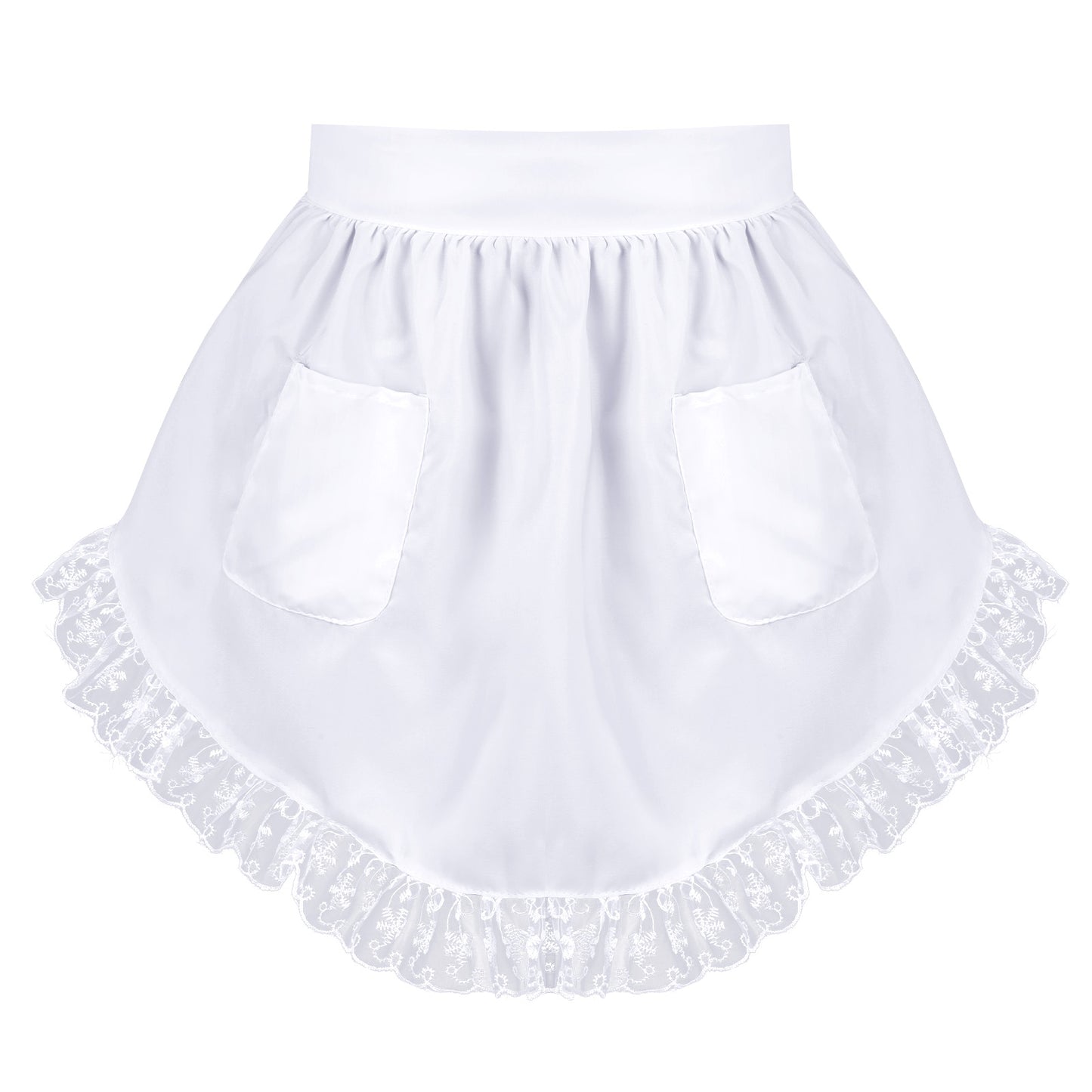 Lusofie Waist Apron with Pockets, White Half Apron, Lace Maid Cooking Aprons for Women for Kitchen Cooking Restaurant Restaurant Bistro Coffee Halloween