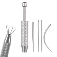 Piercing Ball Grabber Tool and Piercing Taper, Threadless Internal Thread External Thread Stainless Steel Flat Back Earrings Insertion Tool, Curved Body Piercings Kits for Ear Nose Navel Lip Eyebrow