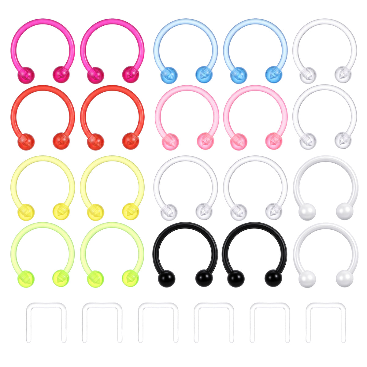 26 Pcs Colored Septum Rings Septum Retainer Set 16G Acrylic Septum Jewelry