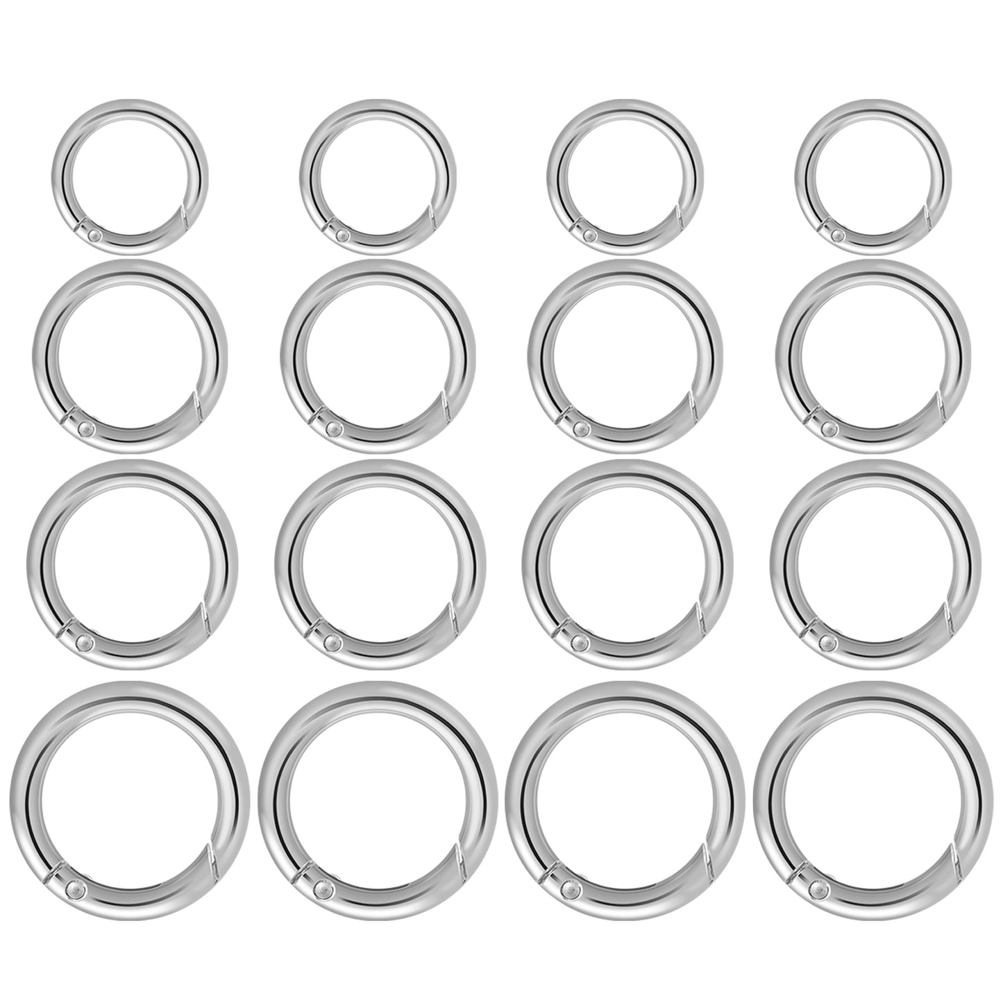 Lusofie 16 Pcs O Ring Clip Spring O Ring Clasp Round Mini Carabiner for Bag Purse Handbag Strap Craft Jewelry Making(Silver)