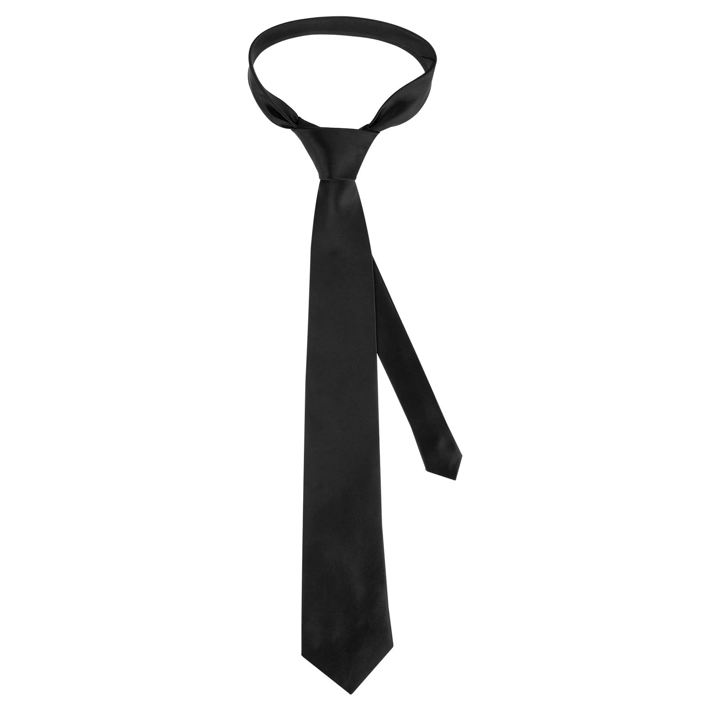 Lusofie Black Ties For Men Satin Mens Ties Solid Pure Color 3.15" (8CM) Mens Black Tie