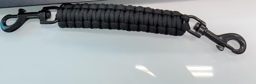 Dog Collar Safety Clip - Double-Ended Backup Safety Strap for Dog Harness Prong Pinch Collar Leash Connector (Black)