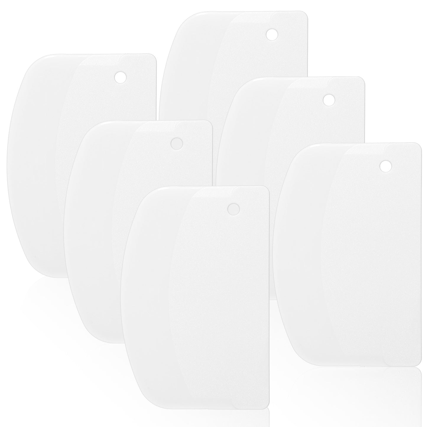 6Pcs Plastic Bread Scraper Hard Bench Scraper 5.3x3.54'' Flexible Dough Scraper Cutter Tools for Homemade Baking (White)