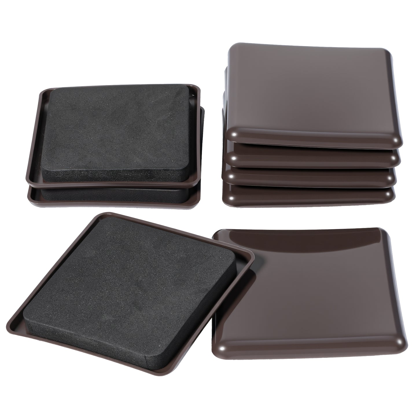 8 Pcs Furniture Sliders for Carpet,3.5 Inch Chair Leg Floor Protectors Square,Furniture Movers Sliders,Easily Move Any Items While Protecting Carpet Surfaces(Brown)
