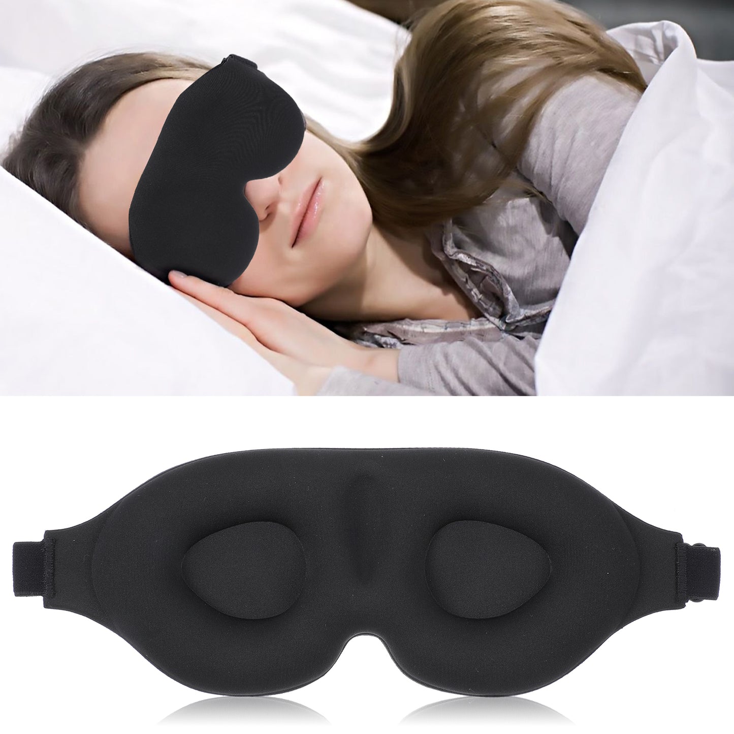 Sleeping Mask 3D Ultra Soft Comfortable Sleep Mask for Women, Men with Adjustable Strap, Eye Mask No Pressure Eye Mask for Sleeping, Naps, Eyelash Protection, Travel