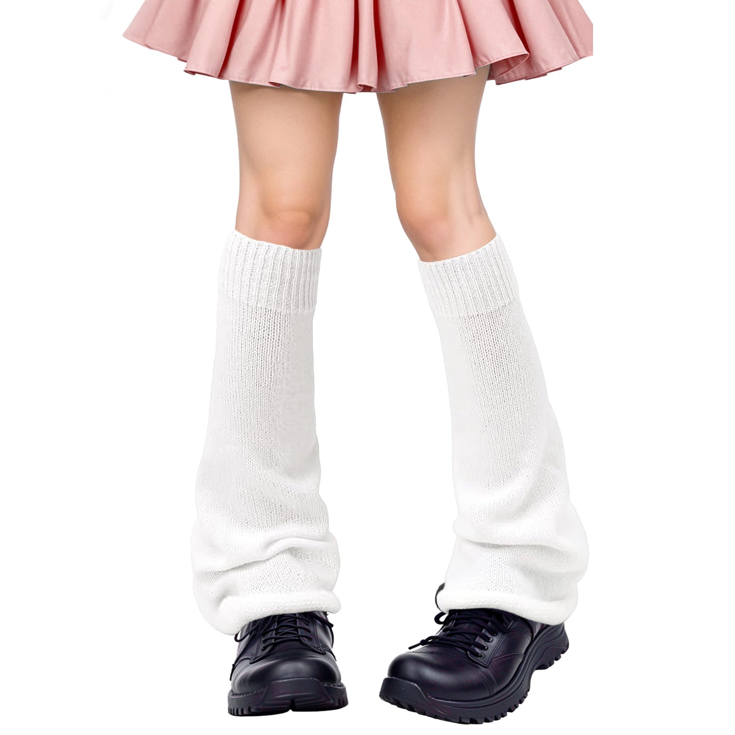 Telooco Leg Warmers Y2K Kawaii Knit Leg Warmers Harajuku Flared Legwarmers Preppy Baggy Long Socks Lolita Gyaru Goth Accessories for Women Girls (White)