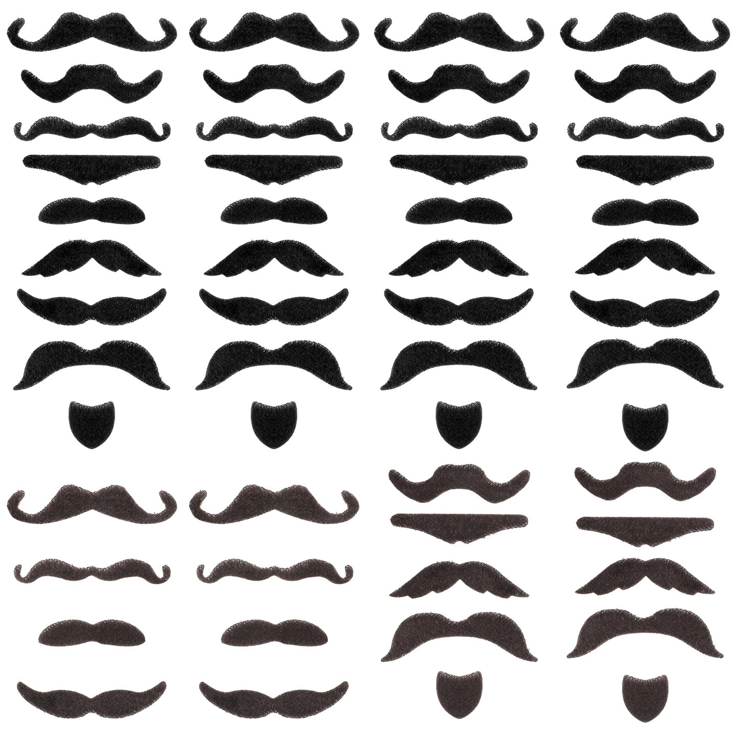 54 Pcs Stick on Mustaches Bulk Variety of Styles Fake Mustache Stickers Novelty Moustaches Fake Beard Costume Facial Hair Easy to Apply and Remove for Halloween Cosplay Christmas Parties Black