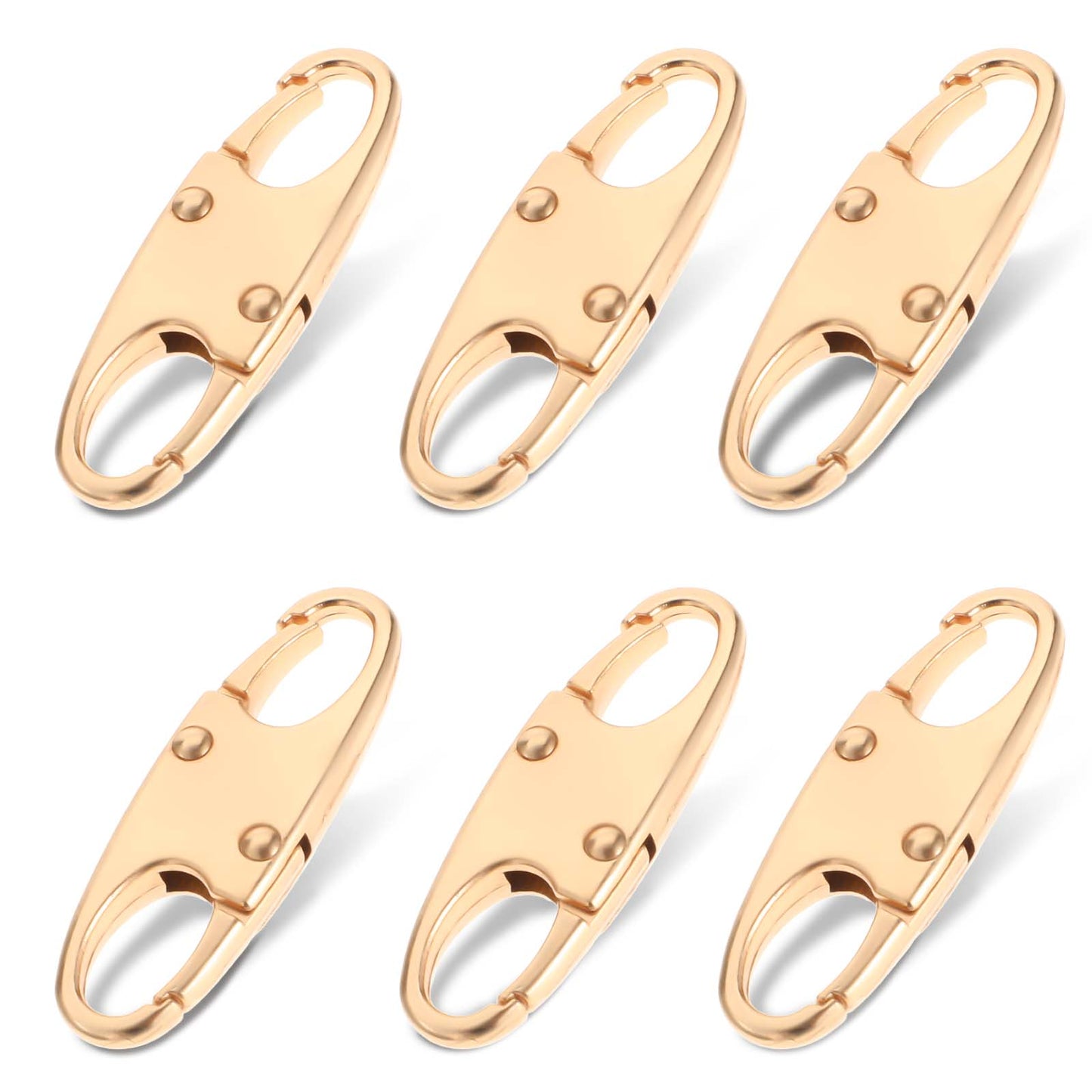 DIVINA VITAE Zipper Clips Anti Theft Deterrent, 6PCS S Carabiner Small Zipper Pull Locks Mini Snap S Hooks for Backpacks Camping Fishing Traveling Outdoor Sports (Gold)