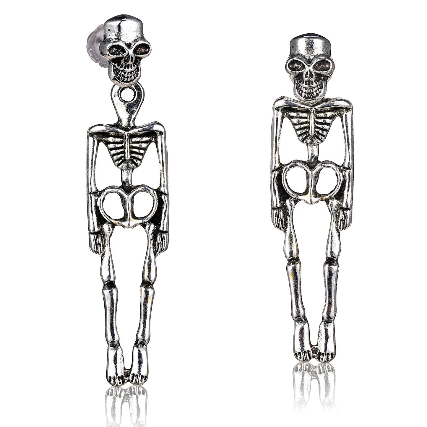 Punk Halloween Earrings Skeleton Skull Dangle Earrings Gothic Jewelry for Halloween Party Costume Accessories