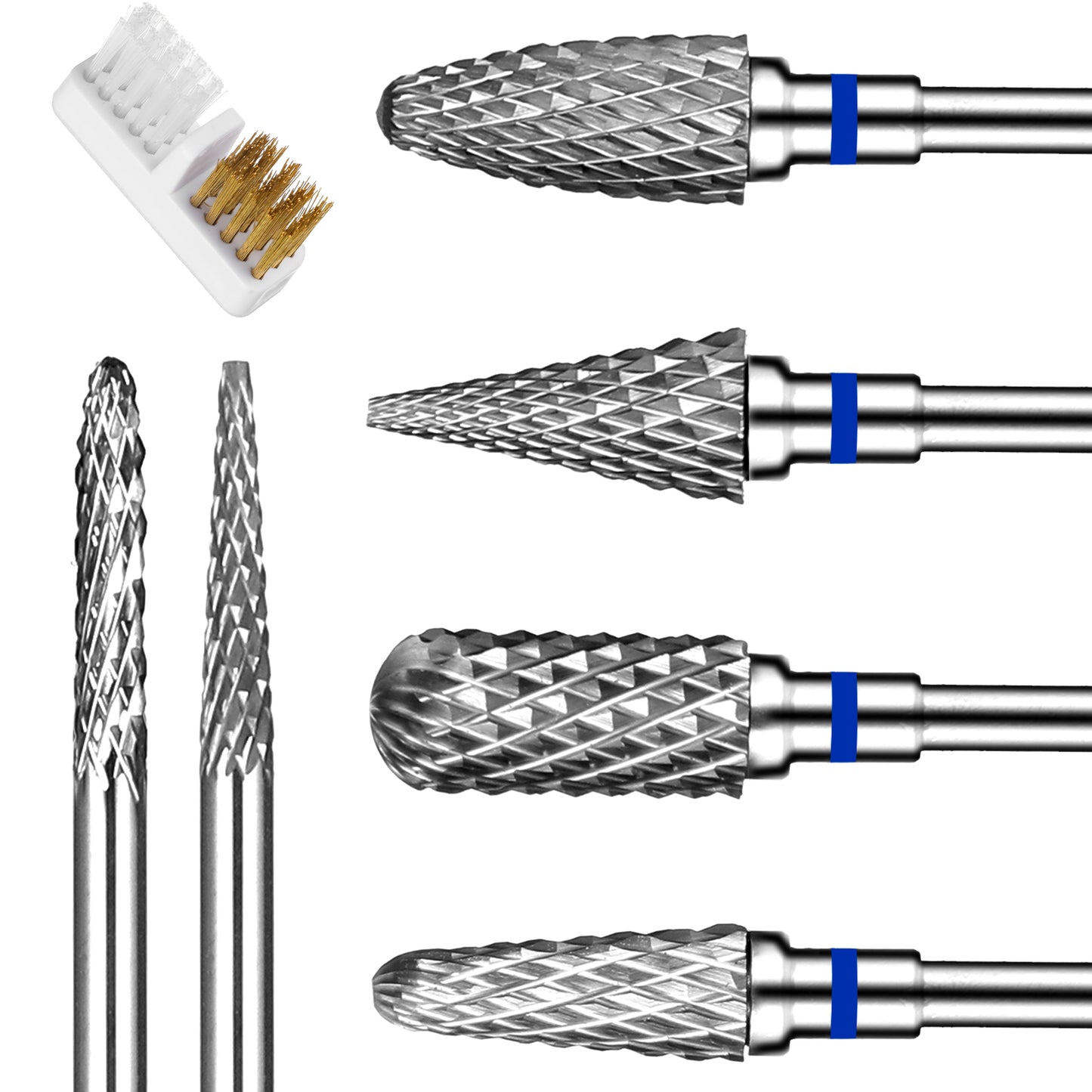 6 Piece Carbide Nail Drill Bits Professional Nail Drill Bits Set with Cleaning Brush Heads Carbide Machine Accessories for Polish Remover Home Salon