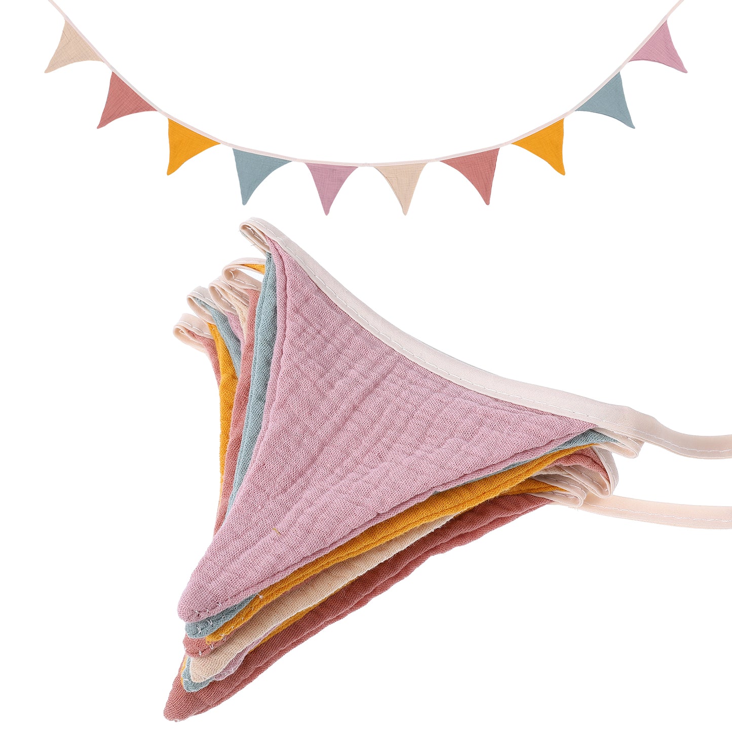 Pennant Banner Flags Cotton Baby Shower Garland Boho Baby Shower Decorations Bunting Banner Flags for Room Woodland Nursery Decor Playroom Decor Nursery Decor Kids Room Decor(Rainbow)