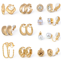 10 Pairs Clip on Earrings for Women 14K Gold Plated Chunky Hoop and Studs Earring Set Trendy Clip on Hoop Earrings No Piercing Fake Earring Set