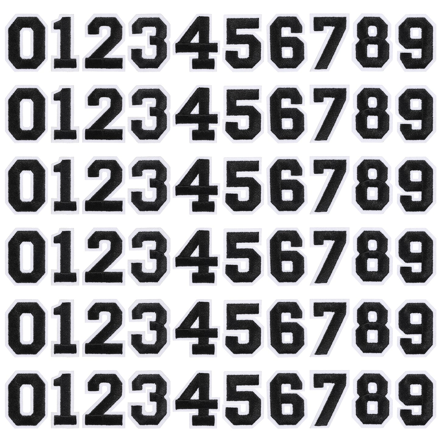 60 pcs Iron on Numbers, Number Patch 0-9 Numbers Decorative Patch Sewing Embroidery Applique Patches for Jeans Hats Jackets Backpacks Shirts Bags(Black)