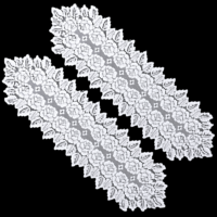 2Pcs White Lace Table Runner, Crochet Table Runner, Elegant Oval Lace Runners for Tables (46 x 13 Inch)