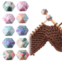 Lusofie 10Pcs Knitting Needle Stoppers, Hexagon Stitch Stoppers Silicone Knitting Needle End Caps Cute Floral Print Knittings Needles Point Protectors(Color B)