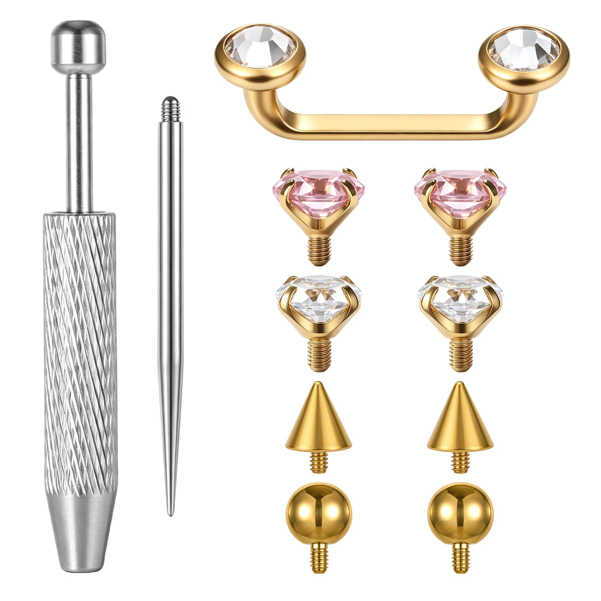 G23 Titanium Surface Tragus Piercing Jewelry with 8 Replacement Balls&Tools