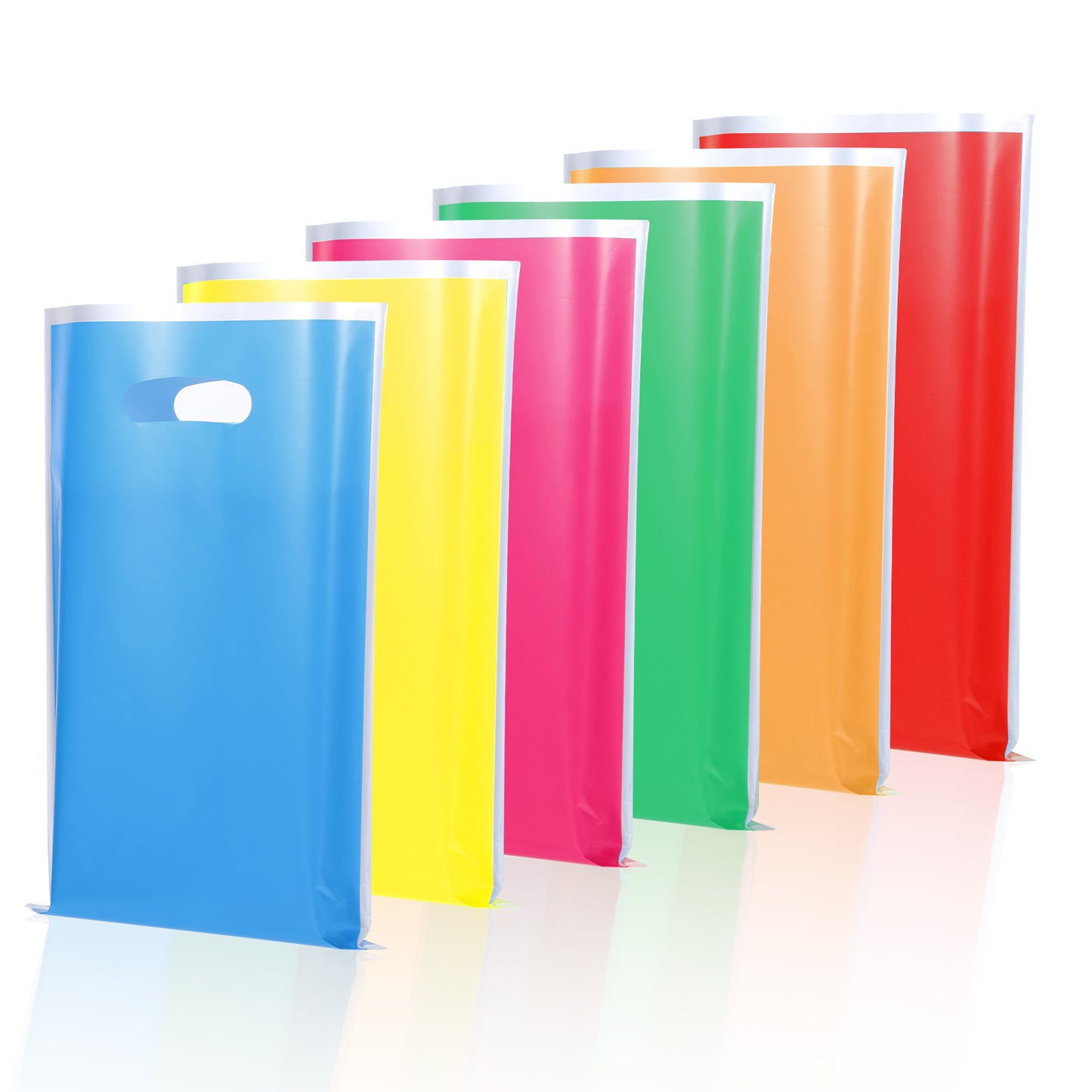 60 Solid Color Plastic Gift Bags Mixed Colors Small Gift Bags, 6 Colors, Birthday Christmas Halloween Stuffed Gift Bags, Glitter Candy Snack Bags Colored Gift Packaging Bags