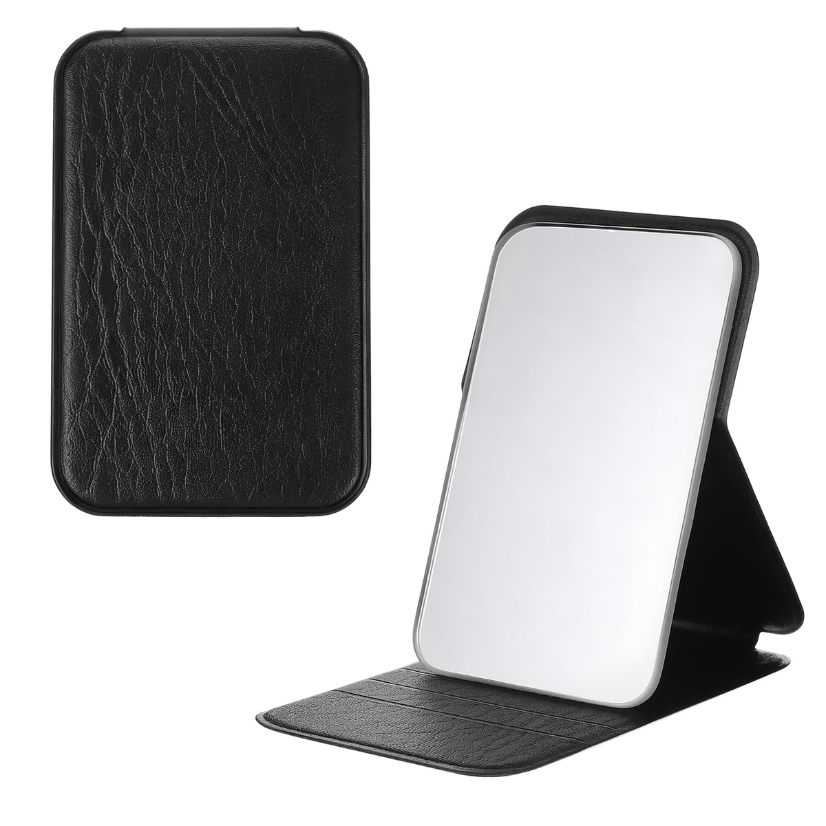 Telooco Pocket Mirror Foldable Small Mirror for Purse Travel Makeup (Black)