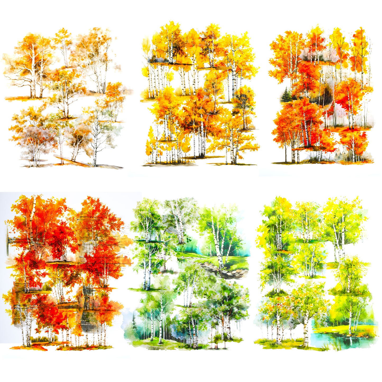 60 Pcs Tree Stickers Birch Forest Stickers PET Scrapbook Stickers, Natural Botanical Stickers for Scrapbooking, Journaling, Crafting, DIY Crafts, Waterproof Journaling Supplies & Junk Journal Ephemera