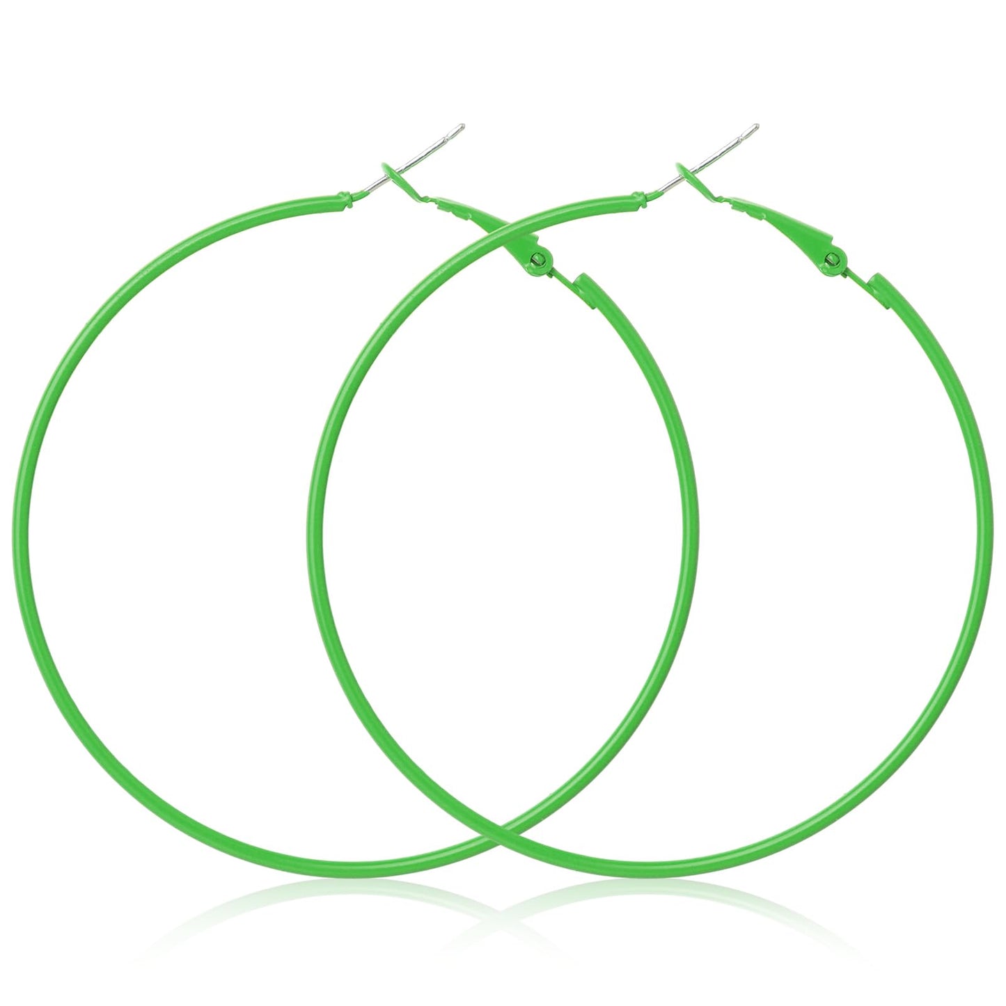 Neon Hoop Earrings for Women 60mm 80s Hoop Earrings Lightweight Circle Retro Neon Jewelry for Dancing Party Accessories(Fluorescent Green)