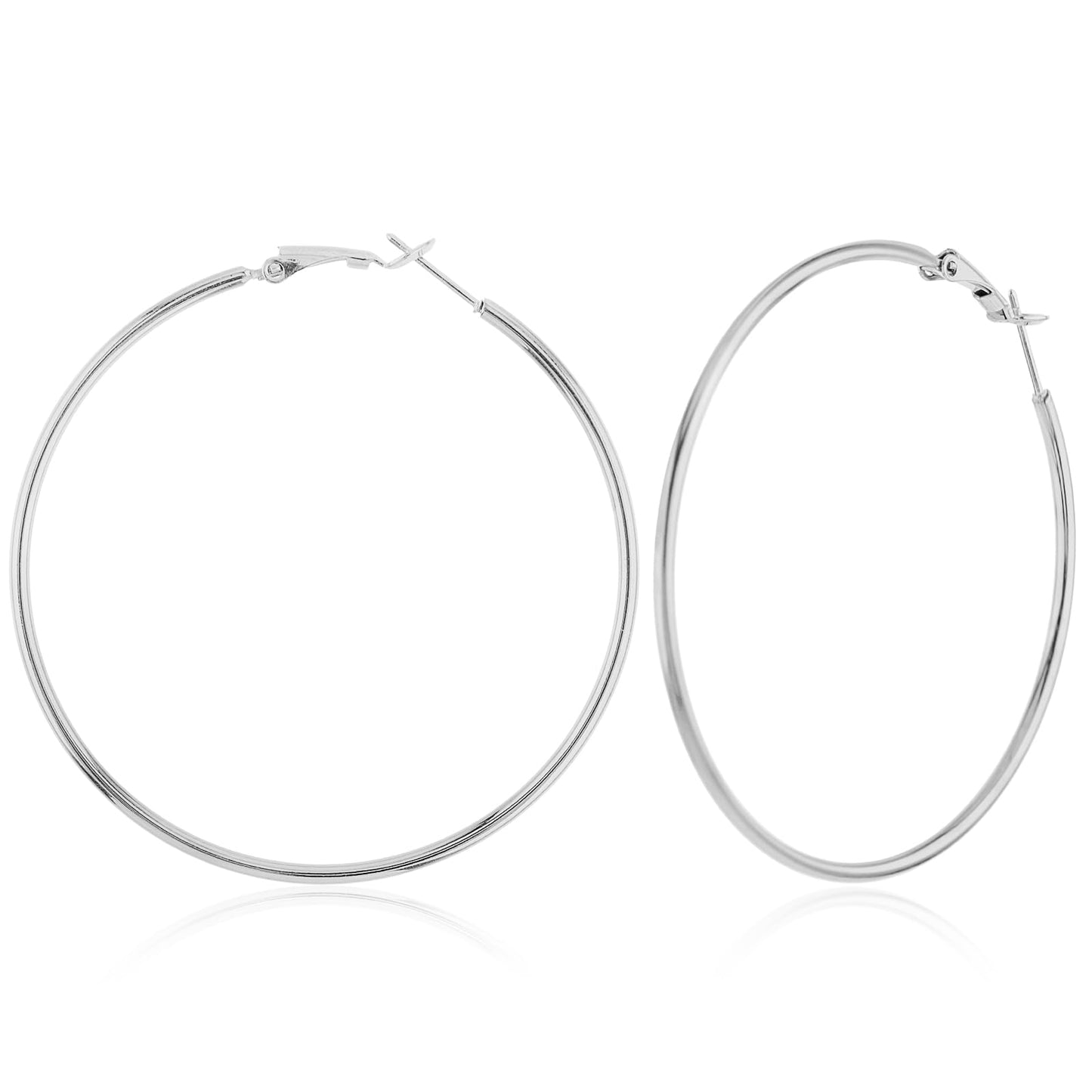 Women's Silver Earrings Hoop Silver Earrings 70mm Oversized Earrings Hypoallergenic Large Hoop Earrings Suitable For Ladies And Girls
