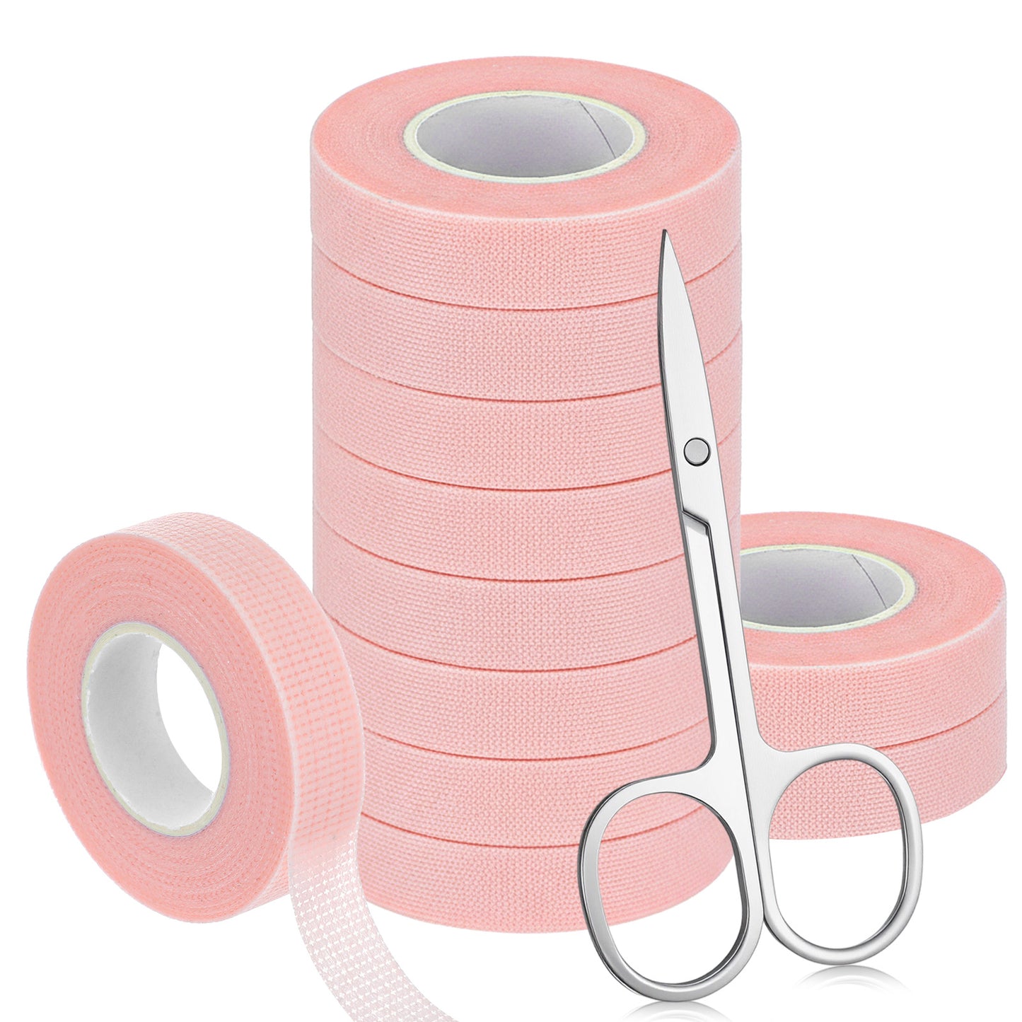 11 Rolls PE Lash Tape for Eyelash Extensions Micropore Breathable Eyelash Extension Tapes with Scissors Adhesive Lash Tape Extensions Supplies to Secure Eye Patches and Lift Eyelid (Pink)