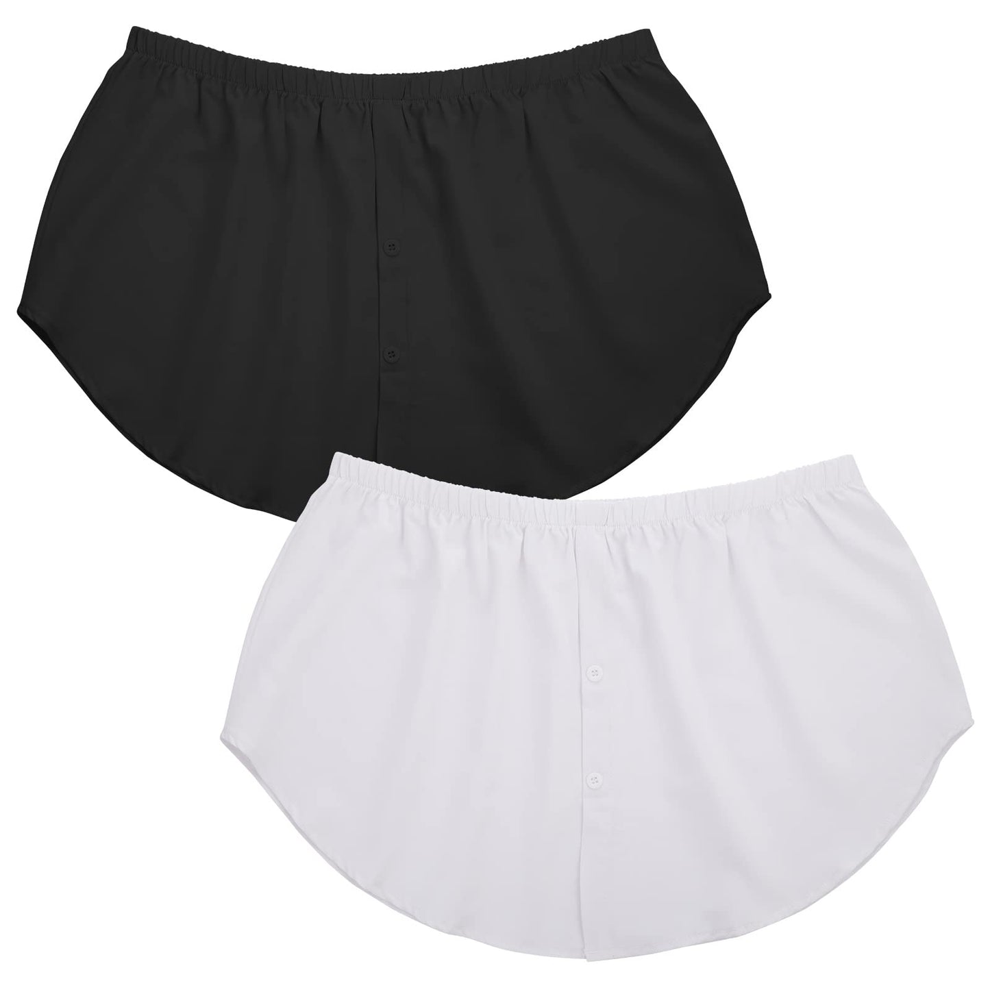 Lusofie 2 Pcs Shirt Extender for Women, Adjustable Layering Fake Top Lower Sweep Skirt Half-Length Splitting Mini Skirt Hemline Shirt Undershirt Skirt Black/White