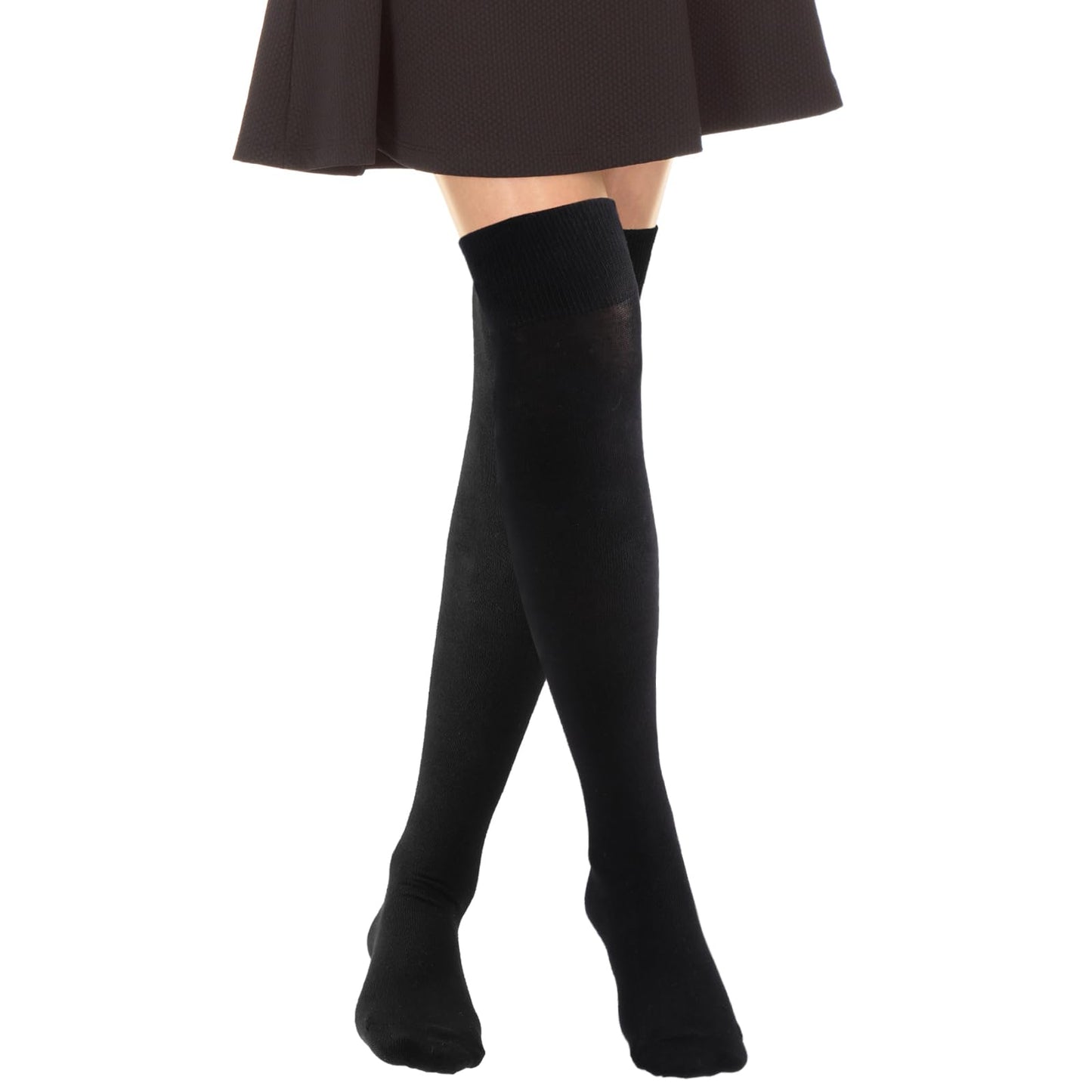 DIVINA VITAE Black Knee High Socks for Women Over The Knee Socks Cotton Long Tube Stockings Extra Long Thigh High Socks Women Compression Socks Winter Leg Warmer High Socks Casual for Daily Wear